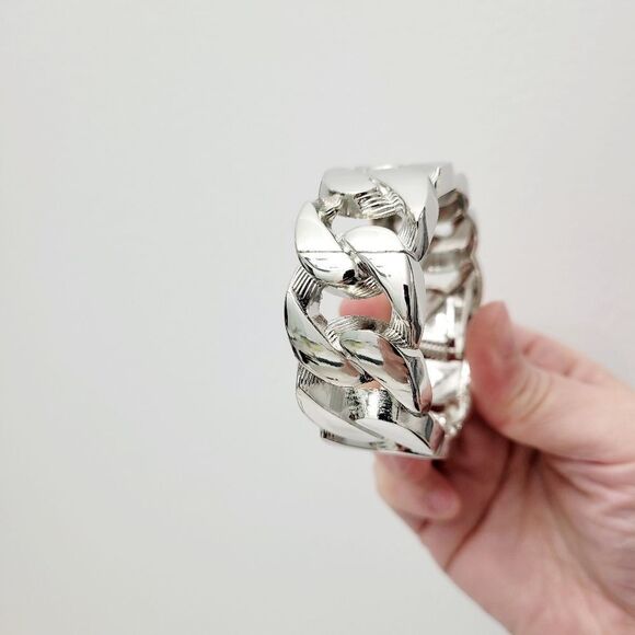 Brand New Silver Tone Chain Style Bangle Bracelet - Picture 7 of 11